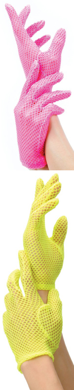 Unbranded Fancy Dress Costumes - Adult Fishnet Wrist Gloves Neon Yellow