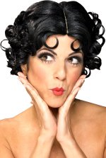 Deluxe official licensed Betty Boop wig with tight styled black curls.