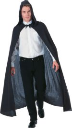 Fancy Dress Costumes - BLACK Full Length Hooded Cape (Unisex)
