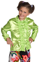 Unbranded Fancy Dress Costumes - Child 70s Frill Satin Shirt - Bright Green Small