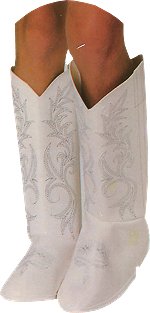 One Pair of white boot tops with silver detail.