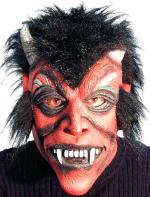 Fancy Dress Costumes - Devil 3/4 Head Face Mask With Hair