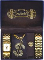 Set includes deluxe real watch, necklace, ring and bracelet.