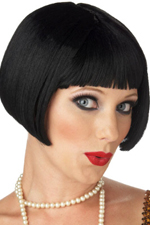 1920s style short black flapper wig.