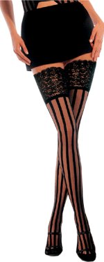 Unbranded Fancy Dress Costumes - Opaque Sheer Stockings With Vertical Stripes
