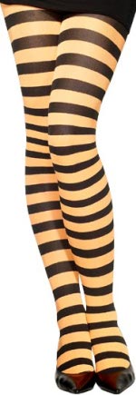 Unbranded Fancy Dress Costumes - Orange And Black Striped Tights