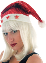 Unbranded Fancy Dress Costumes - Red Sequined Light-Up Santa Hat