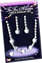 Retro jewellery set including earrings, necklace and ring.