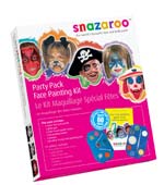Face painting kit with enough make up for 60 full faces. Includes 6 colour palette, brushes, sponges