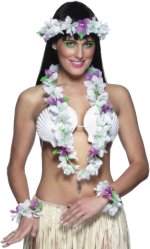 Fancy Dress Costumes - WHITE and LILAC Leis Set