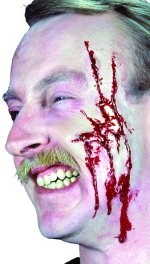 From our Woochie range of quality prosthetic effects. You need spirit gum and blood gel for this.