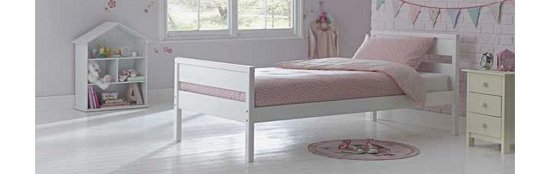 Unbranded Faris White Single Bed Frame with Bibby Mattress