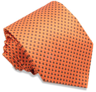 Unbranded Fashion Orange Brown Squares Extra Long Tie