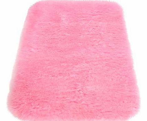 Unbranded Faux Fur Oblong Rug - Pink - 75 x 120cm