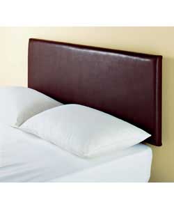 Upholstered headboard in chocolate coloured faux leather with solid pine fixing. Size (W)95,