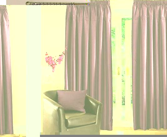 Fantastic value for money - All Sizes One Price. Simply stylish, but excellent value! Fully lined faux silk curtains with pintuck detail in a choice of colours. Dry clean recommended Face: Polyester Lining: 50% Cotton, 50% Polyester 112 cm (45 ins) w