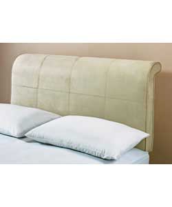Solid wood headboard upholstered in a faux suede.Adjustable wood fixing struts.Size (W)19,