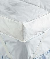 100% cotton feather proof fabric cover, filled with soft duck feathers. The topper sits on top of