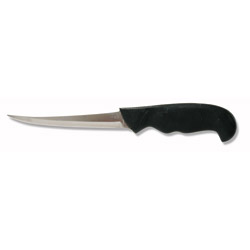 Filleting knife with blade length of 13cm. Comfortable moulded handle grip. Comes with its own sheat