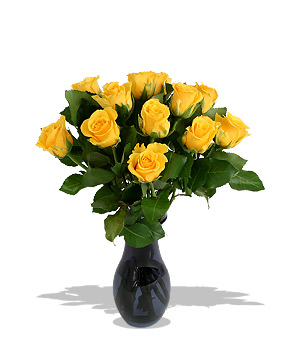 Unbranded Finest Bouquets - A dozen yellow roses giftwrap