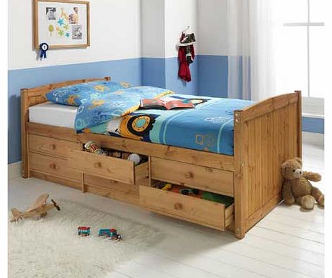Unbranded Finn 6 Drawer Pine Cabin Bed with Bibby Mattress