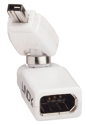 The 360° FireWire adapter has been designed to provide greater flexibility when connecting 6 Pin Fi