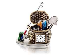 Unbranded Fishing Creel Miniature Clock 033139