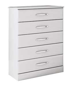 Unbranded Fitted White 5 Drawer Chest