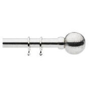 This fixed metal curtain pole comes in a contemporary stainless steel effect design with a ball