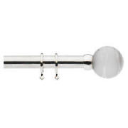 This fixed metal curtain pole comes in a contemporary stainless steel effect design with a glass fin