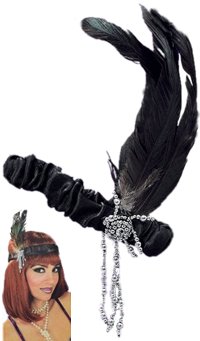 Unbranded Flapper Headdress - Black with Feather