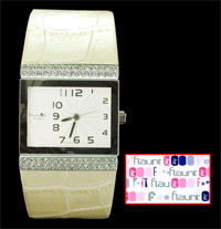 Flaunt-it Quartz Analogue Bling Watch (Cream)