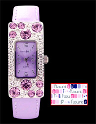 Flaunt-it Quartz Analogue Bling Watch (Lilac)