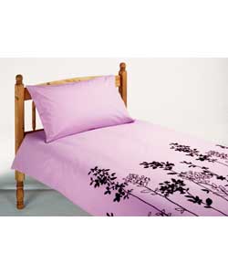 Flock Sprigs Single Duvet Cover Set - Pink