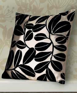 Unbranded Flocked Leaf Cushion - Black