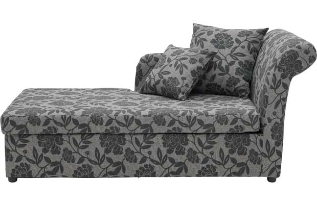 Unbranded Floral Fabric Chaise Longue Sofa Bed - Charcoal