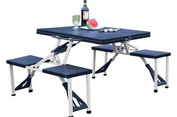 This camping table and stools is the ideal dining solution for camping. events or even at the beach. This item folds down into a carry case for easy storage. Made of resin with steel frame. Folds for storage. Table size H67. L85.5. D65.5cm. EAN: 9278