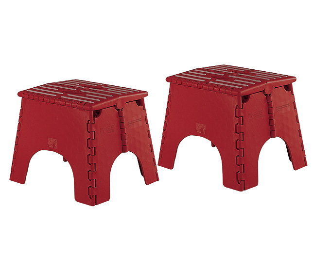 Unbranded Folding Step Stool - Pair - Red
