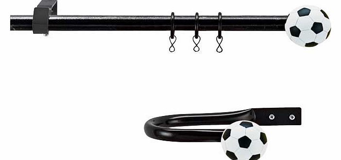 Unbranded Football Metal Curtain Pole Set - Black and White