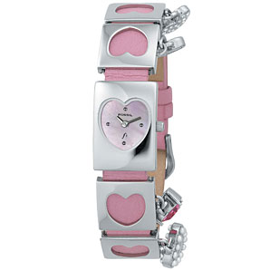 Fun and funky, this watch features a heart-shaped,