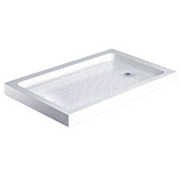 White, cast stone resin Shower Tray. Tread pattern may vary to that shown