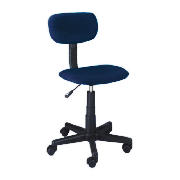 The Freshman computer chair is an office style swivel chair. This blue chair has an upholstered seat