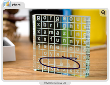 This wonderful glass keepsake has the message Friend within a crossword and comes in a luxury presen