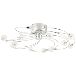 A dynamic polished chrome ceiling fitting with 12 swirling arms