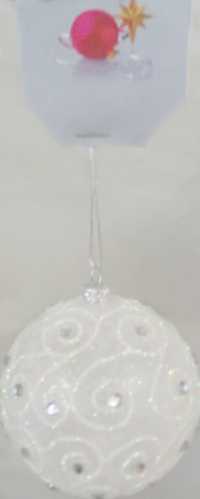 Frosted Jeweled Bauble - White