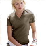 Ladies V-neck fitted T-Shirt. Soft stretchy Cotton/Elastane fabric for shape retention, comfort and 