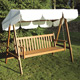 Simply beautiful white oak swing seat with cotton canopy.
