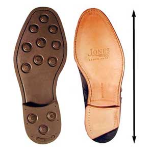 We remove the old soles, heel blocks and top-pieces. Fit new full soles, new heel blocks and top-pie