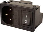 · Chassis-mounting mains power inlet connector with a built-in fuse holder · Accepts a 5 x 20mm ca