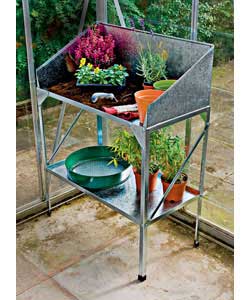 Made from galvanised 22 gauge steel. Easily assembled. Perfect greenhouse workstation. Size (H)77, (